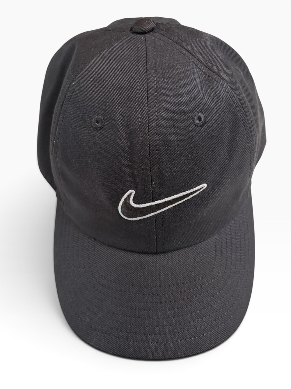Nike Black Cap with White Swoosh Logo